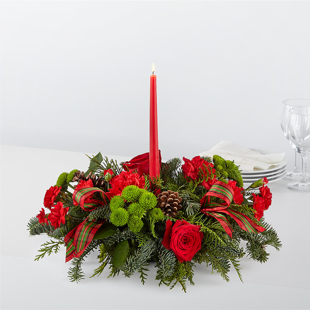 By the Candlelight Centerpiece – A BEAUTIFUL DAY FLORIST WINE & GOURMET, Port Saint Lucie FL