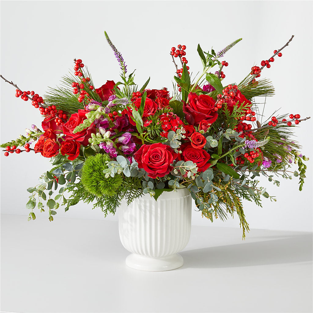Big Red Bow Bouquet – A BEAUTIFUL DAY FLORIST WINE & GOURMET, Port Saint Lucie FL