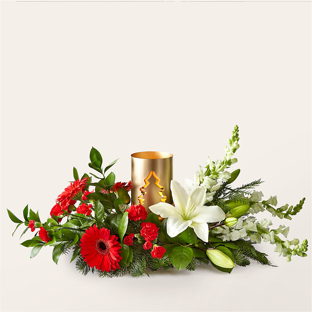 Mingle & Jingle Centerpiece – A BEAUTIFUL DAY FLORIST WINE & GOURMET, Port Saint Lucie FL