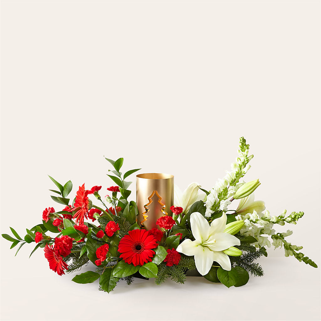 Mingle & Jingle Centerpiece – A BEAUTIFUL DAY FLORIST WINE & GOURMET, Port Saint Lucie FL