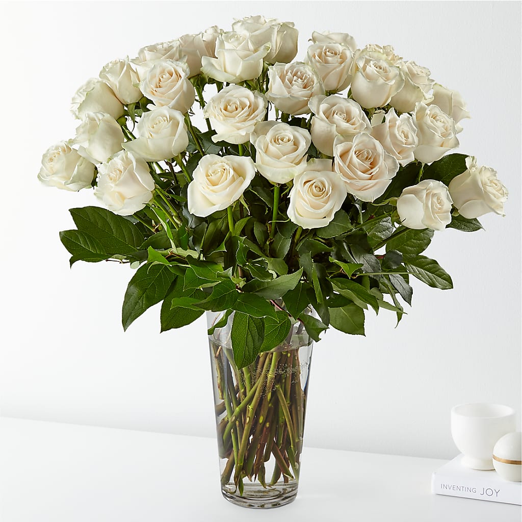 Long Stem White Rose Bouquet – A BEAUTIFUL DAY FLORIST WINE & GOURMET, Port Saint Lucie FL