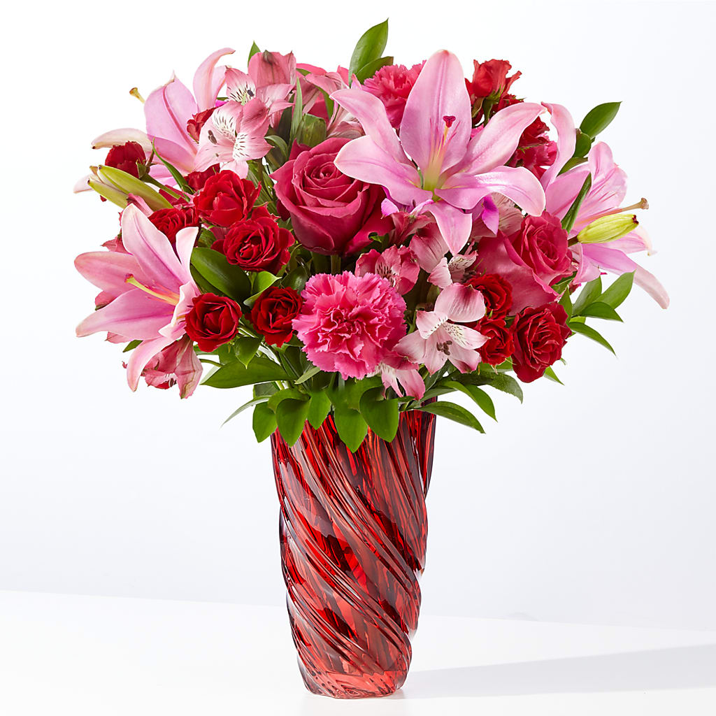 In Love Bouquet with Luxe Swirl Vase – A BEAUTIFUL DAY FLORIST WINE & GOURMET, Port Saint Lucie FL