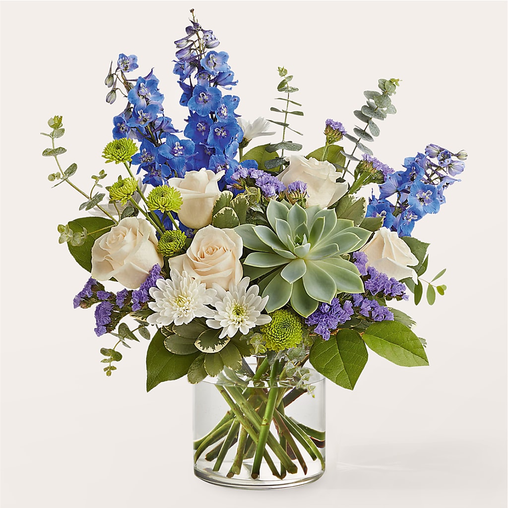 Cerulean Waves Bouquet – A BEAUTIFUL DAY FLORIST WINE & GOURMET, Port Saint Lucie FL