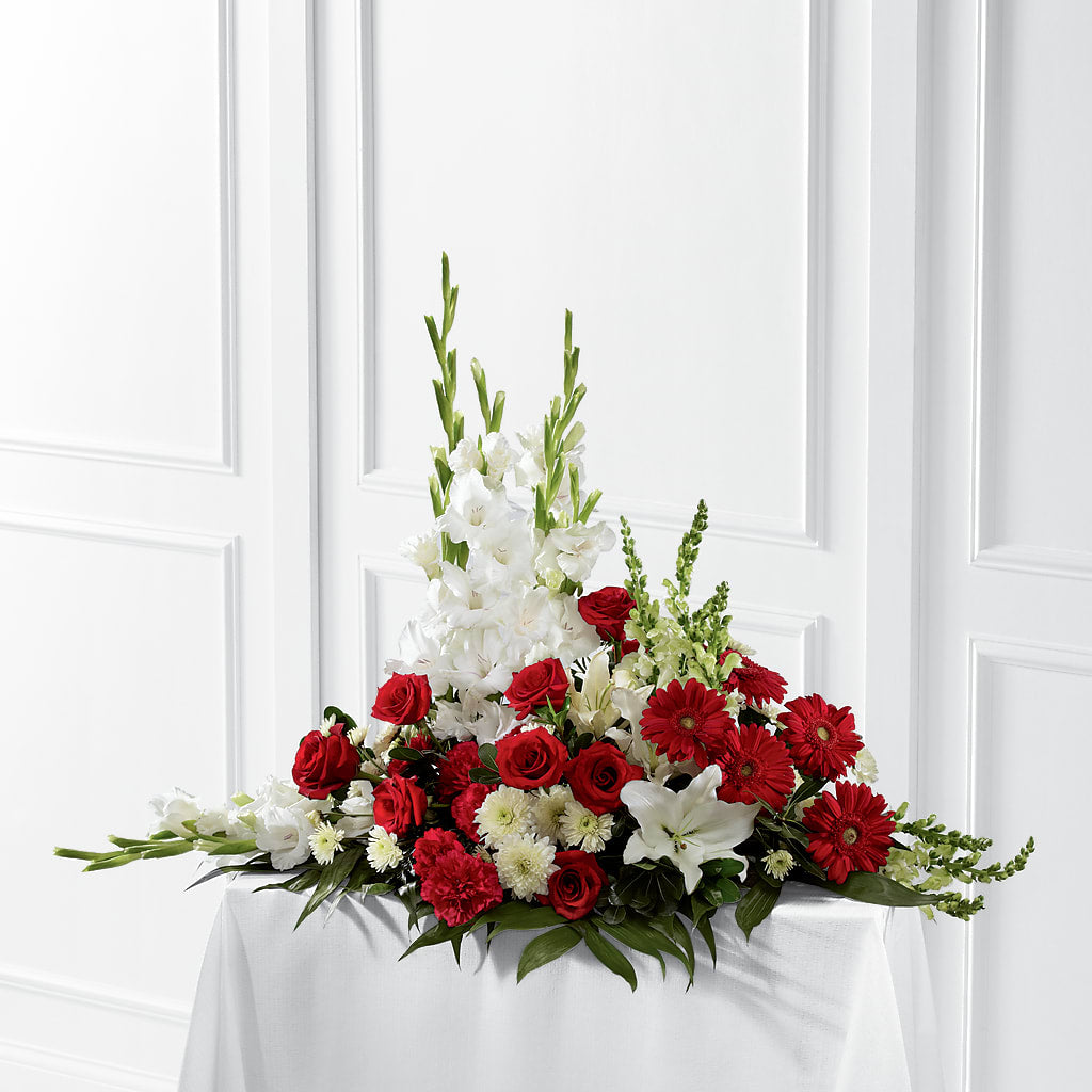 Crimson & White Arrangement – A BEAUTIFUL DAY FLORIST WINE & GOURMET, Port Saint Lucie FL