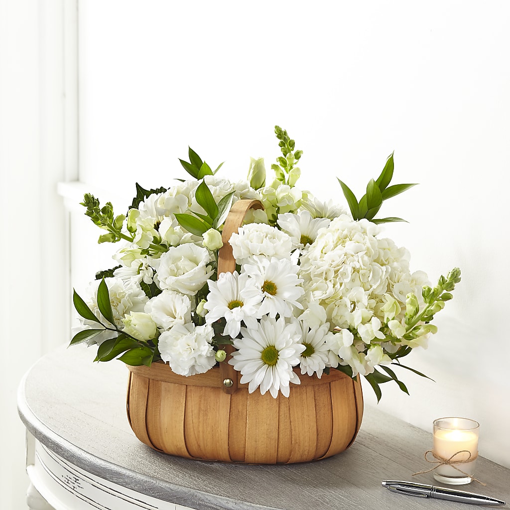 Pure Ivory Basket – A BEAUTIFUL DAY FLORIST WINE & GOURMET, Port Saint Lucie FL