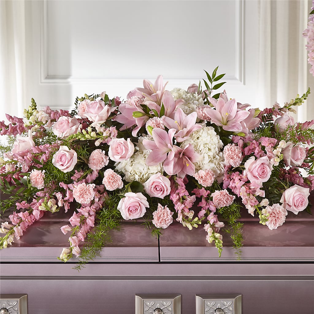 Life & Remembrance Casket Spray – A BEAUTIFUL DAY FLORIST WINE & GOURMET, Port Saint Lucie FL