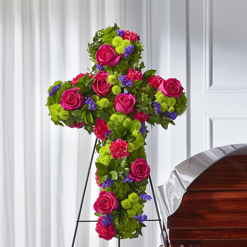 Tribute Rose Floral Cross – A BEAUTIFUL DAY FLORIST WINE & GOURMET, Port Saint Lucie FL