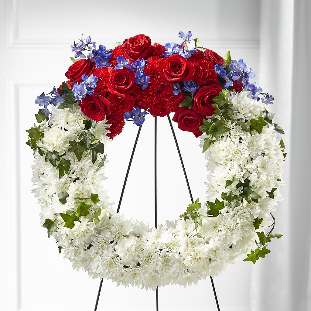 Patriotic Passion Wreath – A BEAUTIFUL DAY FLORIST WINE & GOURMET, Port Saint Lucie FL