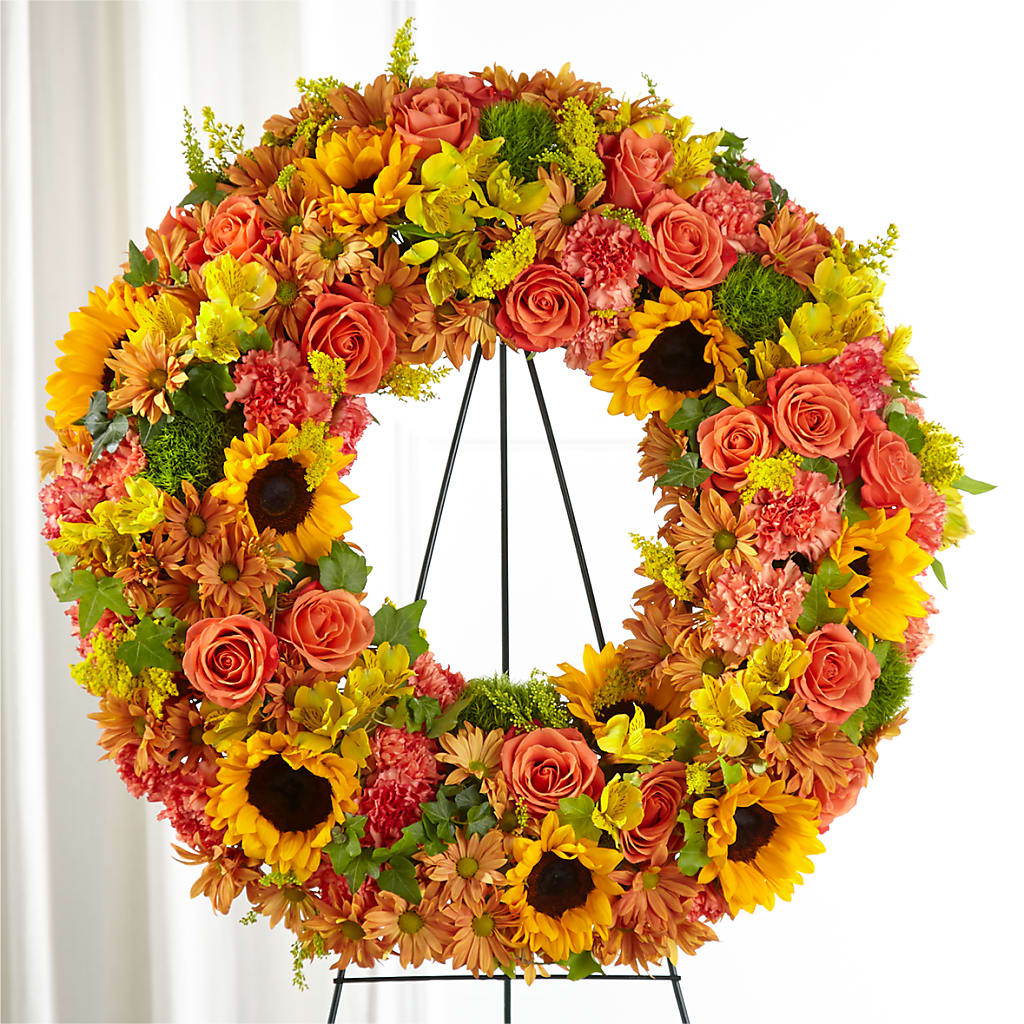 Autumnal Memories Wreath (Standard) – A BEAUTIFUL DAY FLORIST WINE & GOURMET, Port Saint Lucie FL