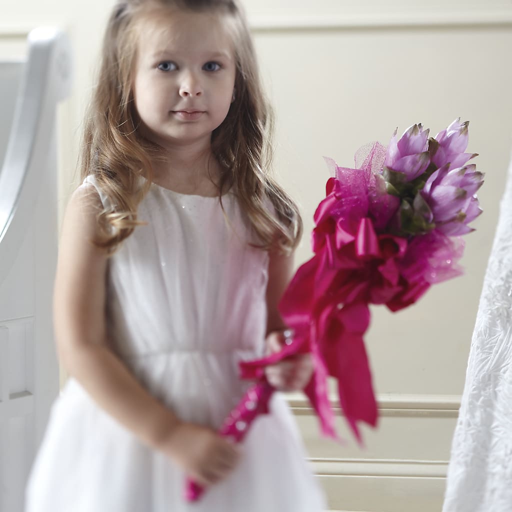 Sparkle Pink Flower Girl Bouquet – A BEAUTIFUL DAY FLORIST WINE & GOURMET, Port Saint Lucie FL