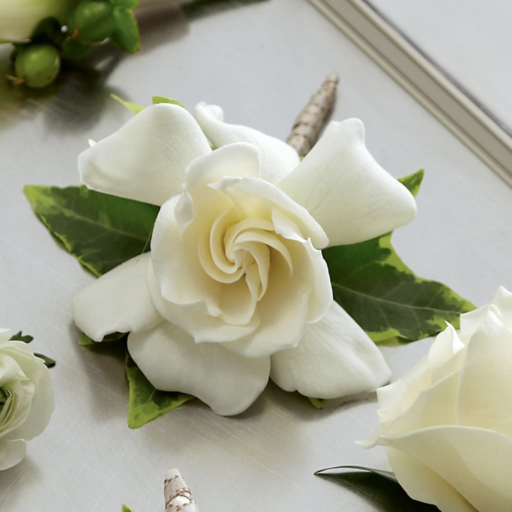 Gardenia Boutonniere – A BEAUTIFUL DAY FLORIST WINE & GOURMET, Port Saint Lucie FL