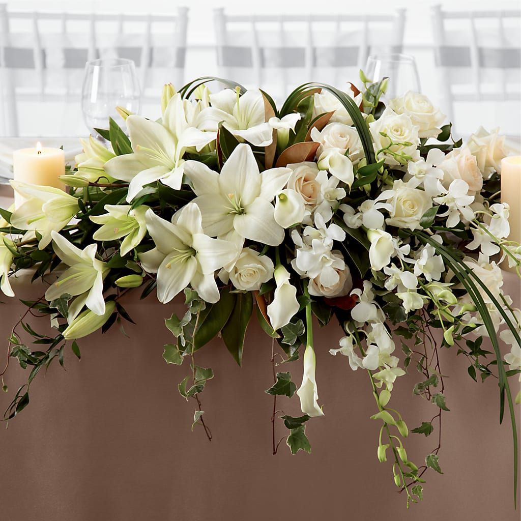 White Linen Arrangement – A BEAUTIFUL DAY FLORIST WINE & GOURMET, Port Saint Lucie FL