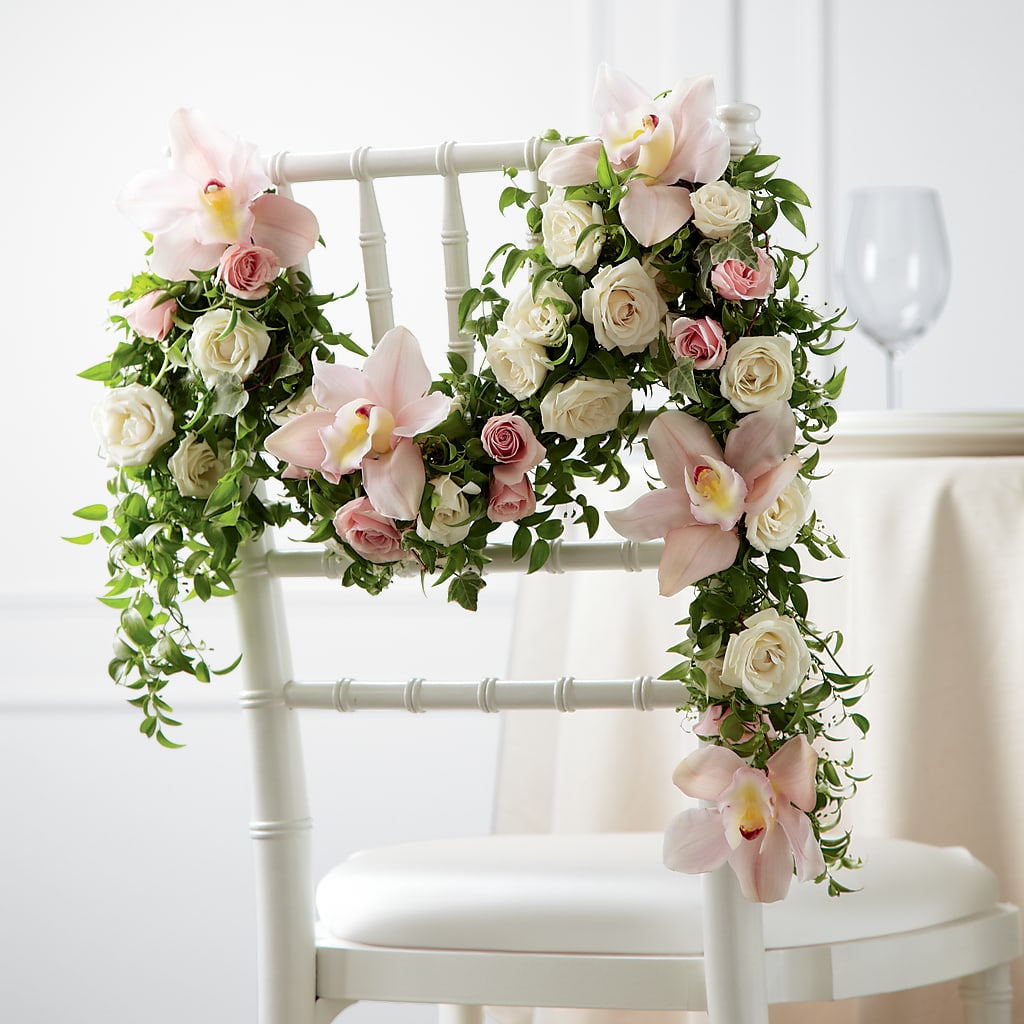 Orchid Rose Chair Décor – A BEAUTIFUL DAY FLORIST WINE & GOURMET, Port Saint Lucie FL