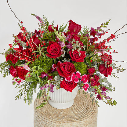Big Red Bow Bouquet – A BEAUTIFUL DAY FLORIST WINE & GOURMET, Port Saint Lucie FL