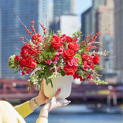 Big Red Bow Bouquet – A BEAUTIFUL DAY FLORIST WINE & GOURMET, Port Saint Lucie FL