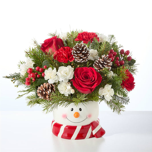 Jolly Snowman Bouquet – A BEAUTIFUL DAY FLORIST WINE & GOURMET, Port Saint Lucie FL