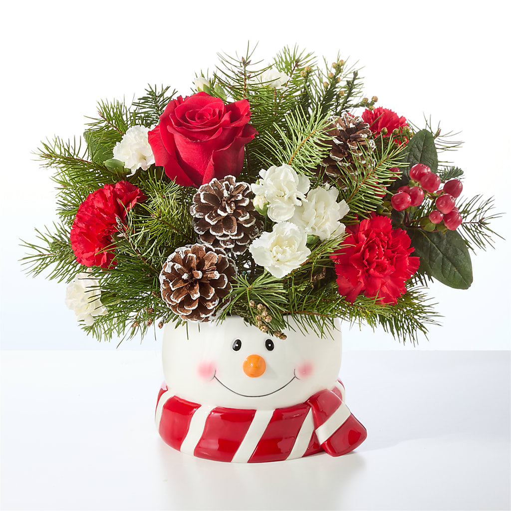 Jolly Snowman Bouquet – A BEAUTIFUL DAY FLORIST WINE & GOURMET, Port Saint Lucie FL