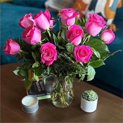 Long Stem Pink Rose Bouquet – A BEAUTIFUL DAY FLORIST WINE & GOURMET, Port Saint Lucie FL
