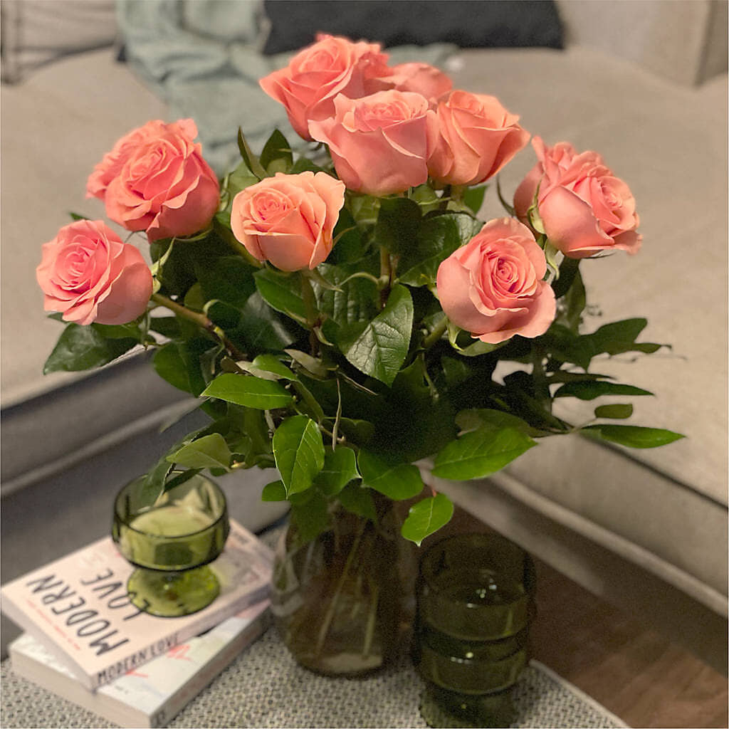 Long Stem Pink Rose Bouquet – A BEAUTIFUL DAY FLORIST WINE & GOURMET, Port Saint Lucie FL