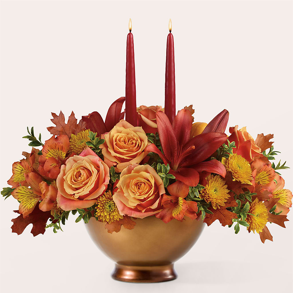 Harvest Table Centerpiece – A BEAUTIFUL DAY FLORIST WINE & GOURMET, Port Saint Lucie FL