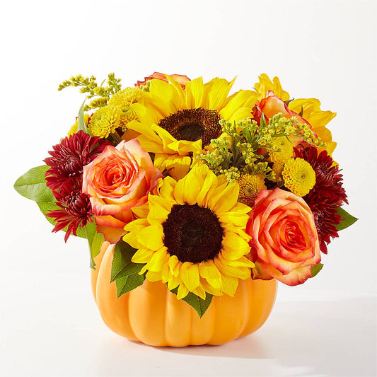 Golden Gourd Pumpkin Bouquet – A BEAUTIFUL DAY FLORIST WINE & GOURMET, Port Saint Lucie FL