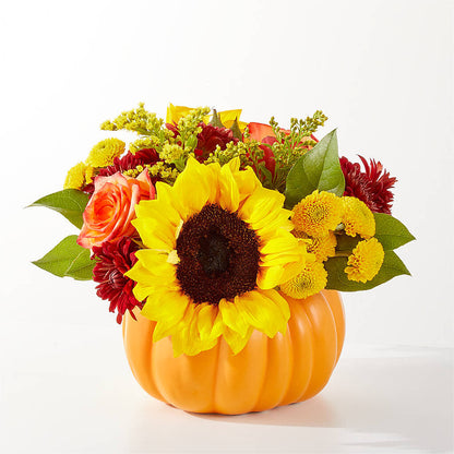 Golden Gourd Pumpkin Bouquet – A BEAUTIFUL DAY FLORIST WINE & GOURMET, Port Saint Lucie FL