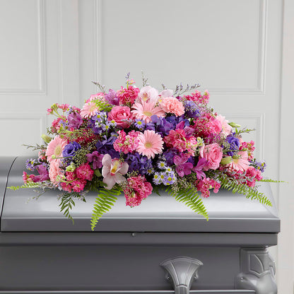 Glorious Garden Casket Spray – A BEAUTIFUL DAY FLORIST WINE & GOURMET, Port Saint Lucie FL