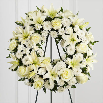 Treasured Tribute Wreath – A BEAUTIFUL DAY FLORIST WINE & GOURMET, Port Saint Lucie FL