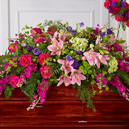 Radiant Tribute Casket Spray – A BEAUTIFUL DAY FLORIST WINE & GOURMET, Port Saint Lucie FL