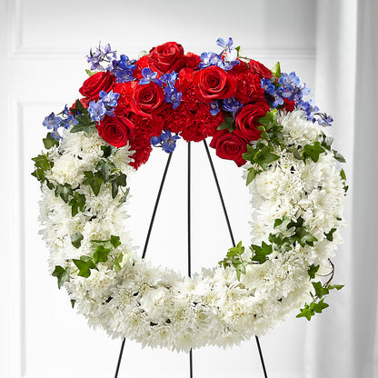 Patriotic Passion Wreath – A BEAUTIFUL DAY FLORIST WINE & GOURMET, Port Saint Lucie FL