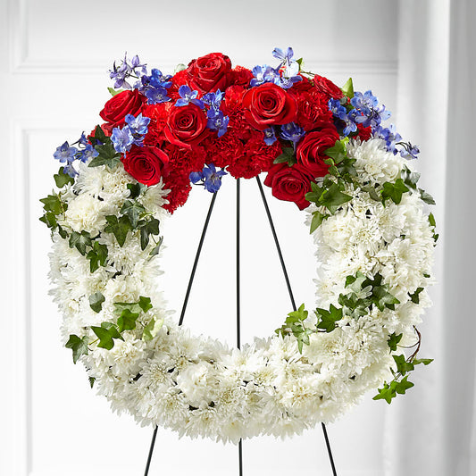Patriotic Passion Wreath – A BEAUTIFUL DAY FLORIST WINE & GOURMET, Port Saint Lucie FL