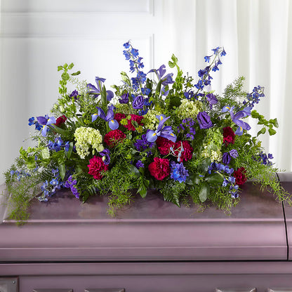 Always Treasured Casket Spray – A BEAUTIFUL DAY FLORIST WINE & GOURMET, Port Saint Lucie FL