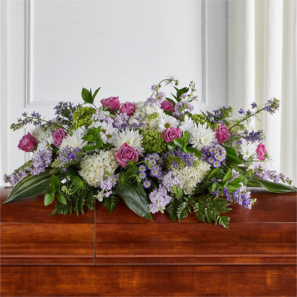 Meadows of Serenity Casket Spray – A BEAUTIFUL DAY FLORIST WINE & GOURMET, Port Saint Lucie FL