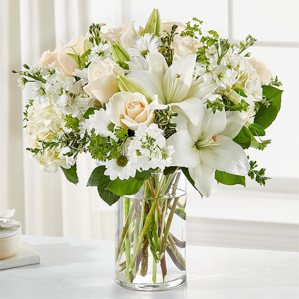 white lily sympathy bouquet Hope & Renewal Bouquet – white flower arrangement | Port Saint Lucie, FL