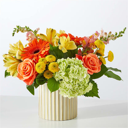 Autumn Sunshine Bouquet with Ivory Vase – A BEAUTIFUL DAY FLORIST WINE & GOURMET, Port Saint Lucie FL