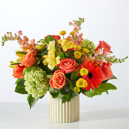 Autumn Sunshine Bouquet with Ivory Vase – A BEAUTIFUL DAY FLORIST WINE & GOURMET, Port Saint Lucie FL
