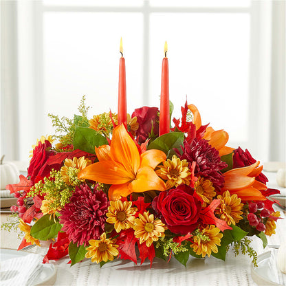 Autumn's Embrace Centerpiece – A BEAUTIFUL DAY FLORIST WINE & GOURMET, Port Saint Lucie FL