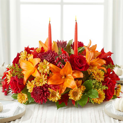 Autumn's Embrace Centerpiece – A BEAUTIFUL DAY FLORIST WINE & GOURMET, Port Saint Lucie FL