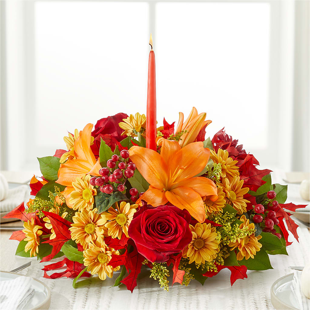 Autumn's Embrace Centerpiece – A BEAUTIFUL DAY FLORIST WINE & GOURMET, Port Saint Lucie FL