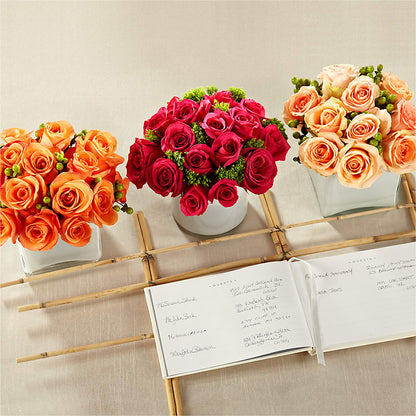 Dawn Rose Centerpiece – A BEAUTIFUL DAY FLORIST WINE & GOURMET, Port Saint Lucie FL